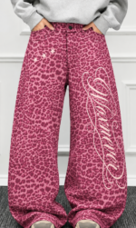 Pantalón Baggy Animal Print Rosa